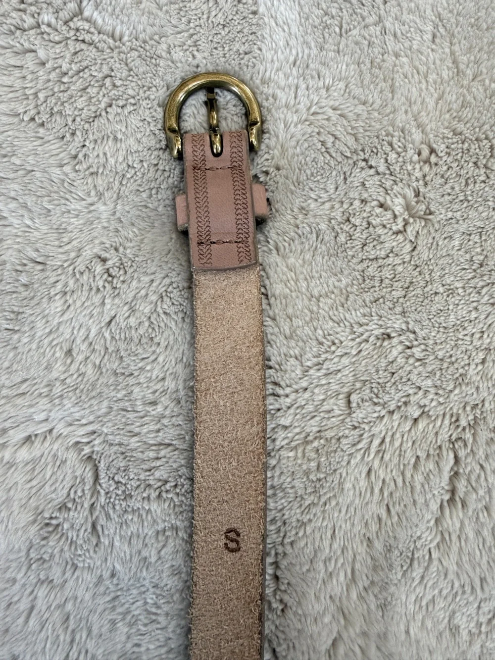 J. Crew Pink Leather Belt with Brass-Tone Buckle - Picture 3 of 3